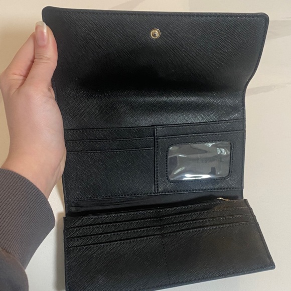 Calvin Klein Black Textured Foldover Wallet with Gold Logo - Picture 3 of 5